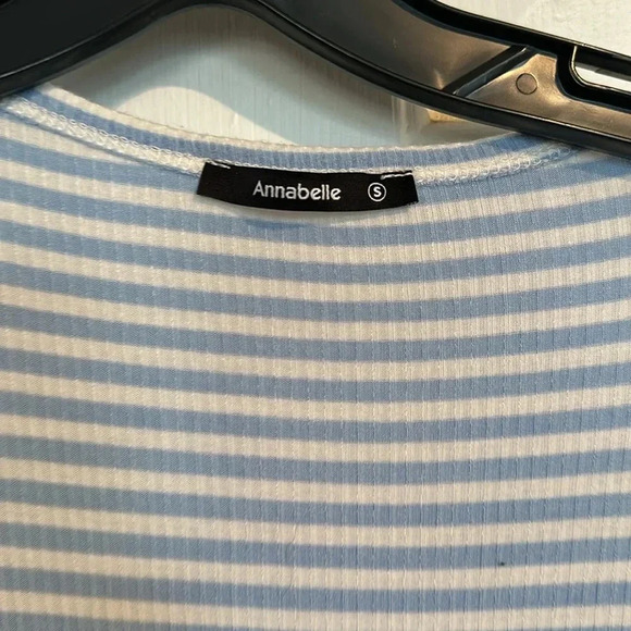 Annabelle Long Sleeve Blue and White Floor length cardigan size small - Picture 3 of 3